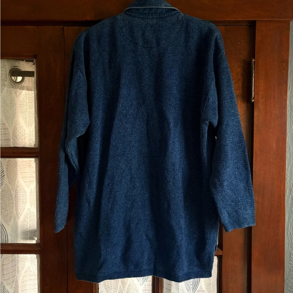 VTG Blue Willi's Heavyweight Pure Indigo Cotton Pullover Henley Sweater
